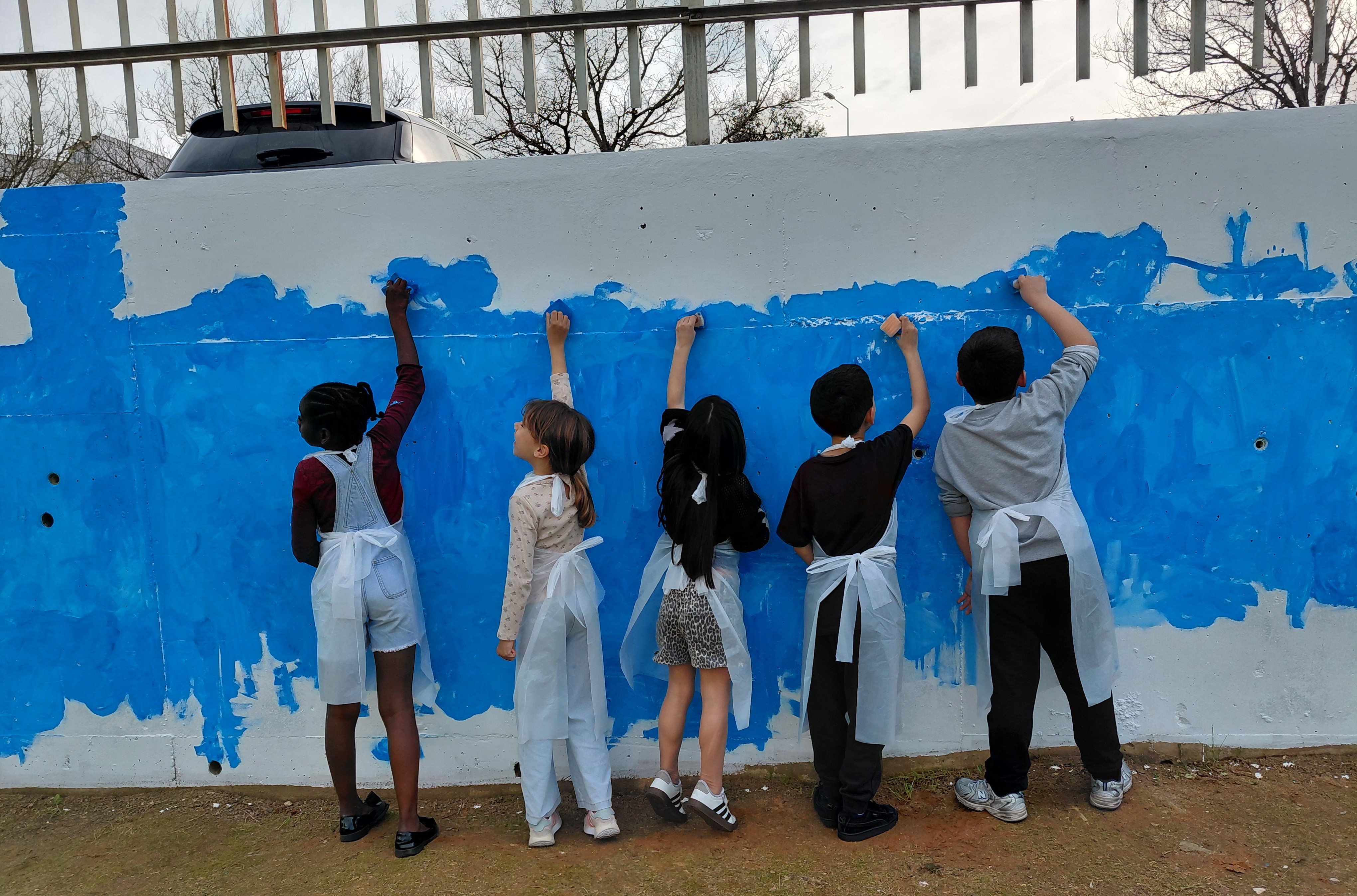 Início da pintura do Mural.