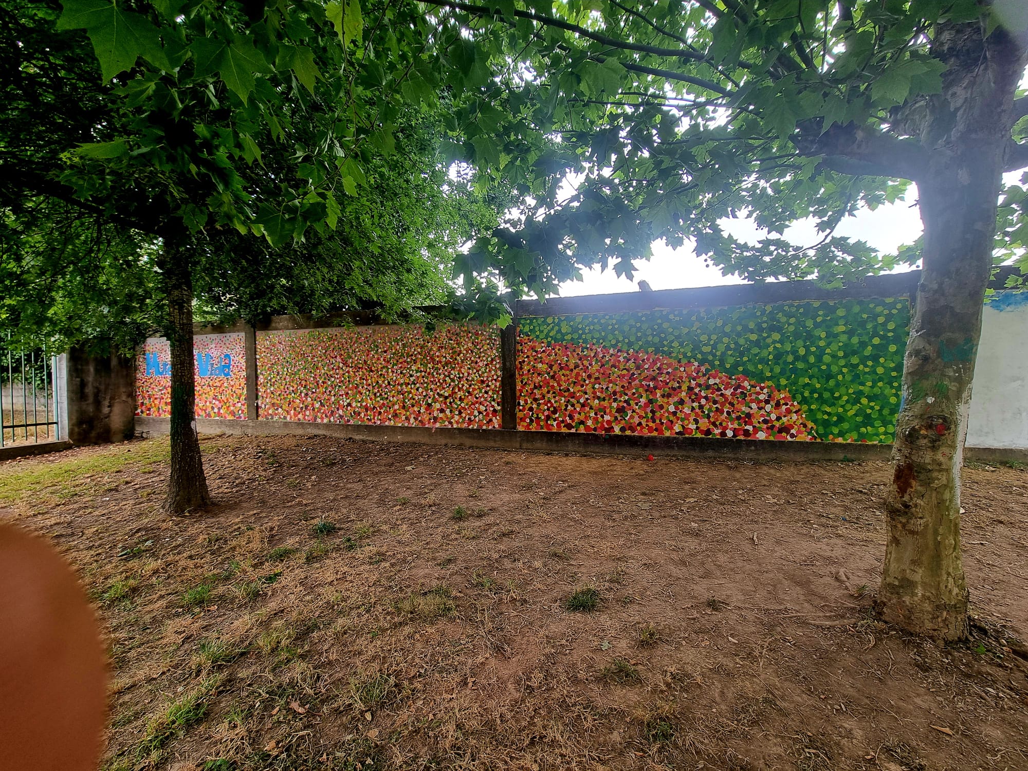 Pintura da paisagem de flores e arvoredo
